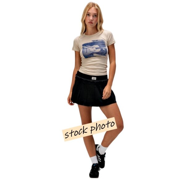 NEW BDG Urban Outfitters Alexandra Boxer Mini Skirt Size L Black Denim Grunge - Picture 1 of 10